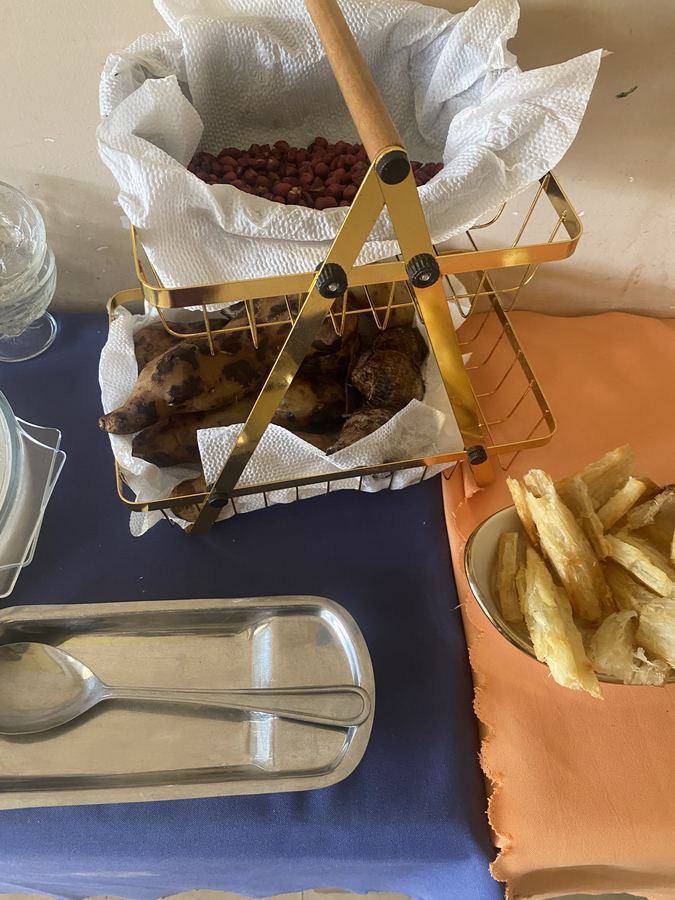 Ginguba e batata-doce no cesto